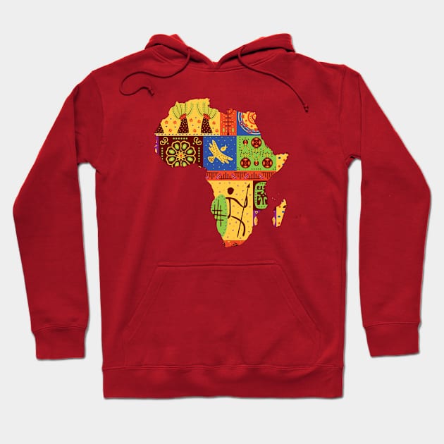 Africa map with ethnic motifs pattern, African print Hoodie by Mashmosh